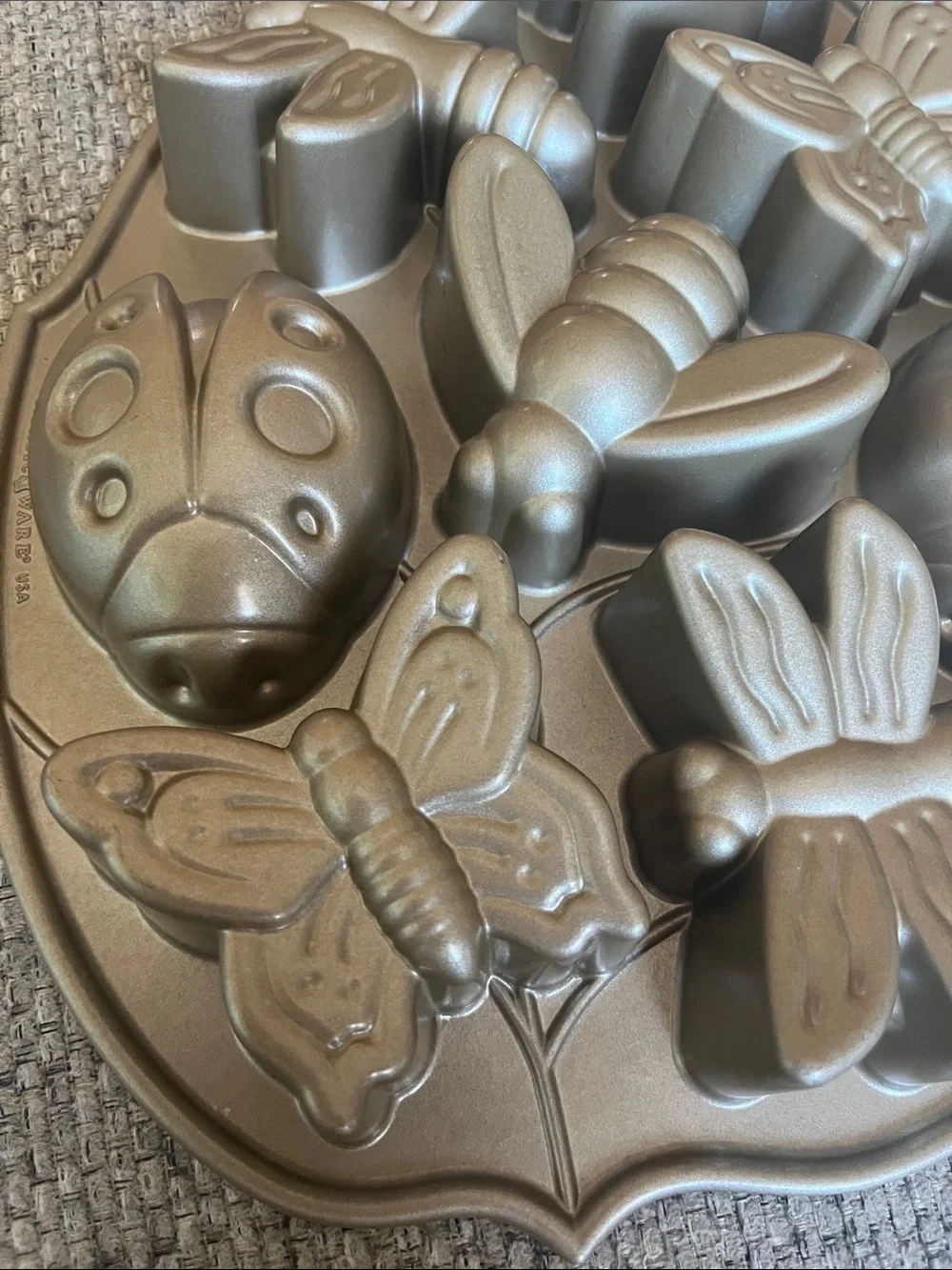 Nordic Ware Metallic Gold Insect Cake Pan - Bee Butterfly Ladybug Dragonfly